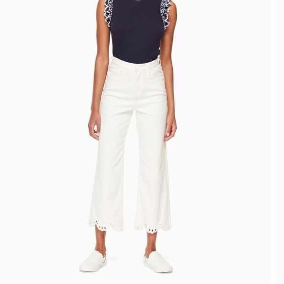 kate spade / cutwork denim white high waist jeans - Picture 1 of 10